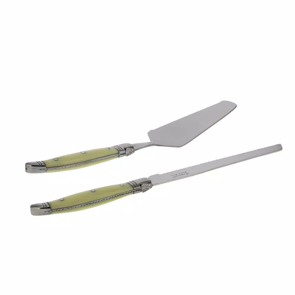 Unbranded French Home 2-Piece Laguiole Conoisseur Cake Slicer and Server Set, Faux Ivory Handles