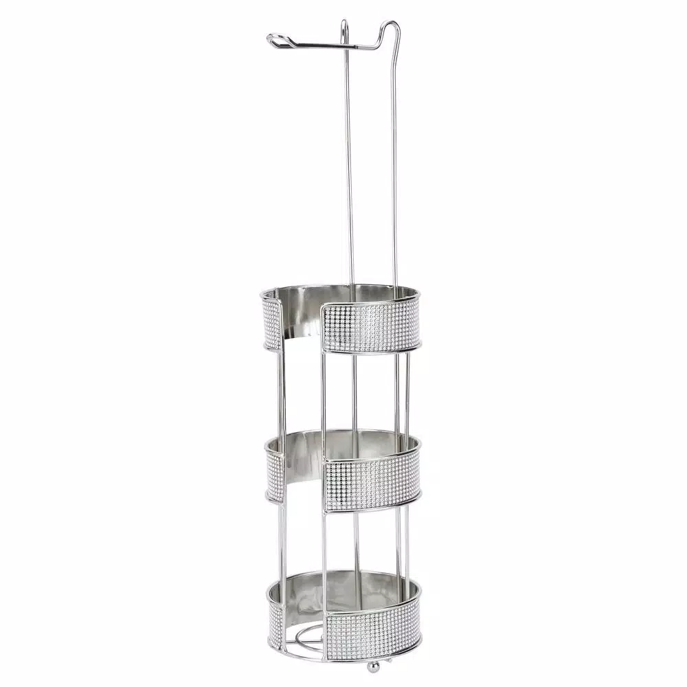Bath Bliss Curls Toilet Paper Holder and Dispenser, Pave Diamond Chrome Design