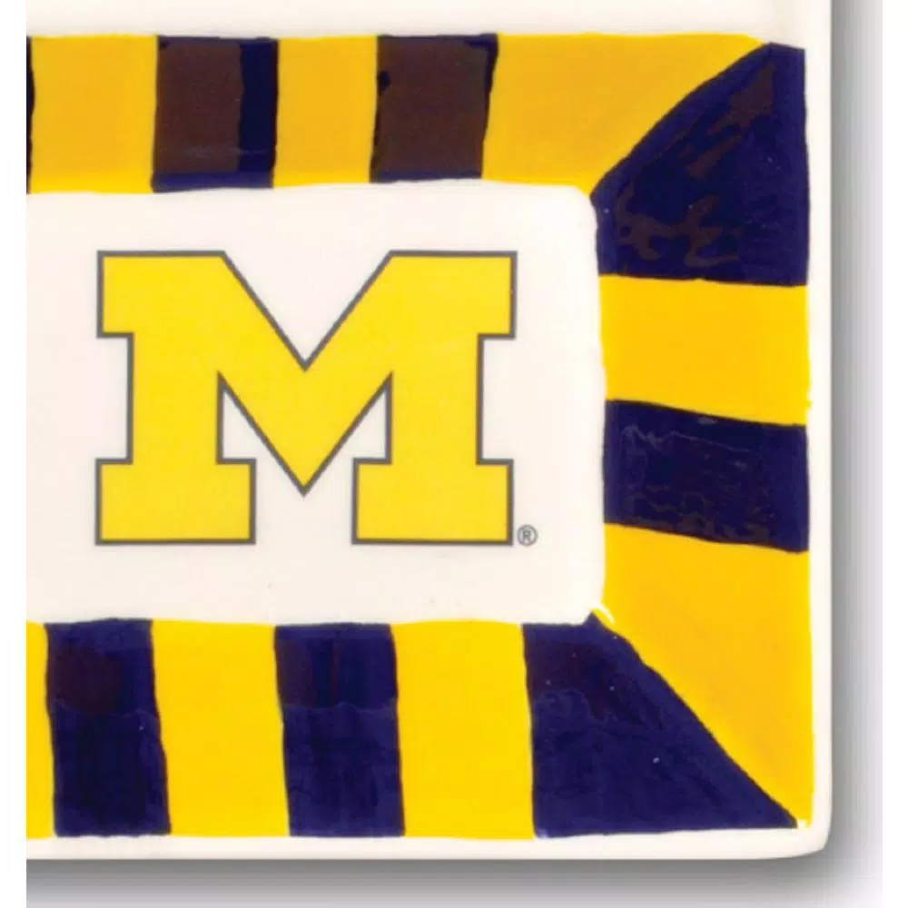 Magnolia Lane Michigan Ceramic 4-Section NCAA Collegiate Tailgating Serving Platter
