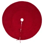 Glitzhome 52 in. Red Knitted Chenille Polyester Christmas Tree Skirt thumbnail 1