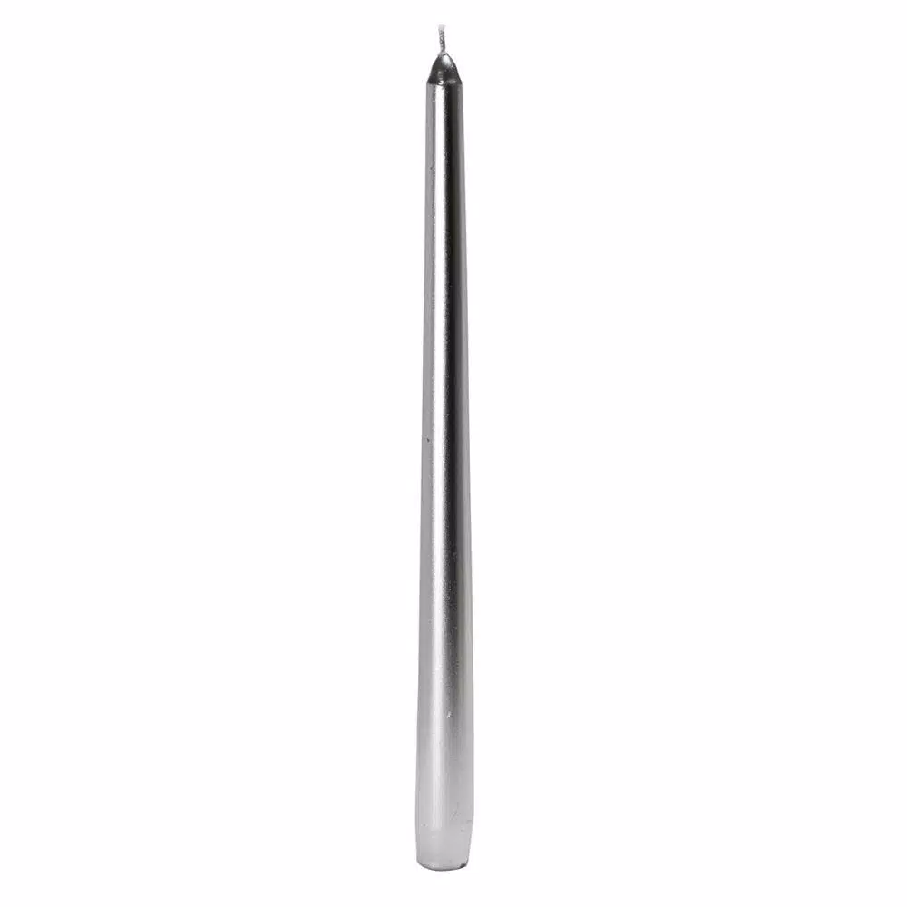 Zest Candle 12-Pack Metallic Silver Taper Candles, 12 in.