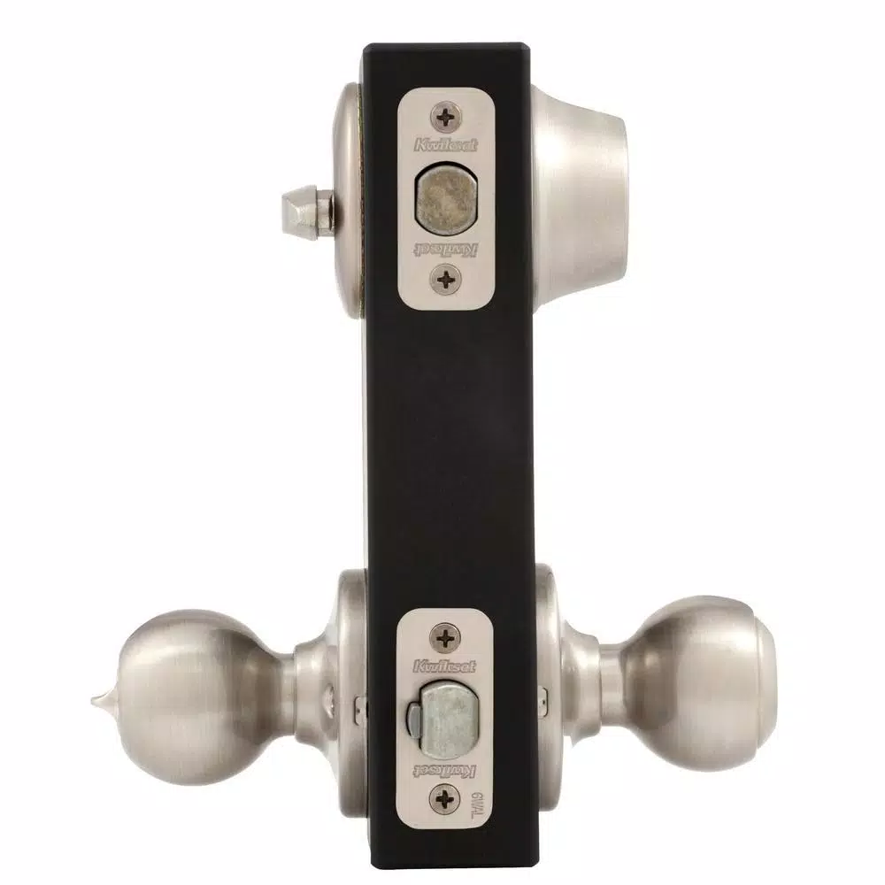 Kwikset Polo Satin Nickel Entry Door Knob and Single Cylinder Deadbolt Combo Pack with Microban