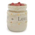 Candle Warmers Etc 8.8 in. Live, Laugh, Love Ivory Reactive Glazed Fragrance Warmer thumbnail 1