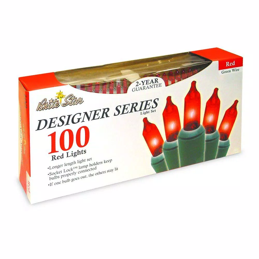 Unbranded Brite Star Designer Series 100-Light Red Mini Incandescent String Lights, 2-Pack
