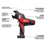 Milwaukee M12 12V Lithium-Ion Cordless 600 MCM Cable Cutter Kit with 3.0Ah Battery and Charger thumbnail 4