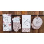 Kay Dee Lisa Audit Watercolor Floral Cotton Kitchen Textile Set - 4 Piece Blush Set thumbnail 8