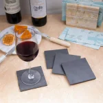 Creative Home Natural Dark Gray Slate Coaster Set of 4 - 4 in. x 4 in. Rustic Stone Coasters thumbnail 8