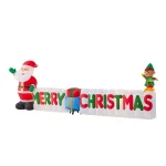 Home Accents Holiday 12 ft Airblown Inflatables Merry Christmas Sign Scene with Santa, Elf, and Presents thumbnail 3