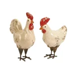 Unbranded Quinn Roosters Set of 2 - White Distressed Ceramic Farmhouse Decor thumbnail 2