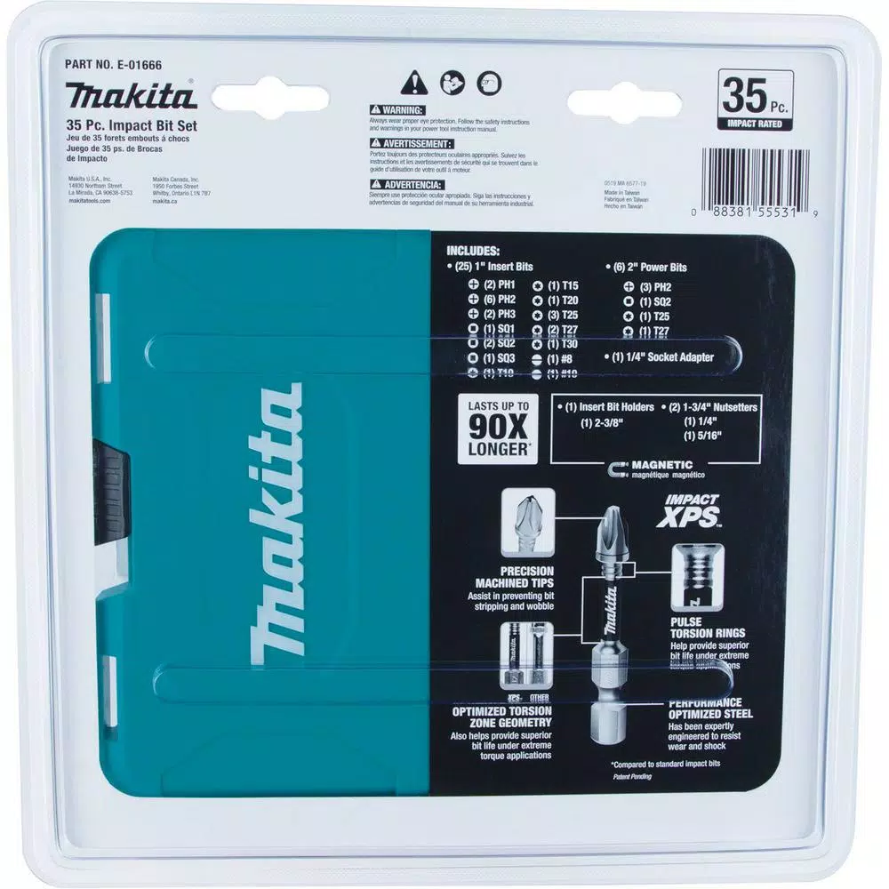 Makita ImpactXPS 35-Piece Impact Bit Set, High-Torque Alloy Steel Screwdriver Bits