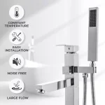 AKDY Freestanding Floor Mount Roman Tub Faucet with Hand Shower, Chrome thumbnail 2