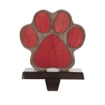 Glitzhome 6.30 in. Dog Paw Wooden and Metal Christmas Stocking Holder, Red thumbnail 1