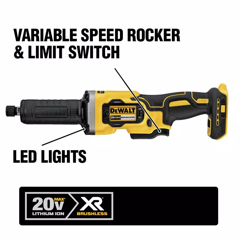 DEWALT 20V MAX XR Brushless 4-1/2 in. Cordless Angle Grinder & 1-1/2 in. Die Grinder Kit with 5.0Ah Battery