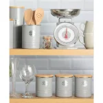 Typhoon Living Gray Cookie Tin with Sustainable Bamboo Lid - 114 oz Carbon Steel Cookie Jar thumbnail 1