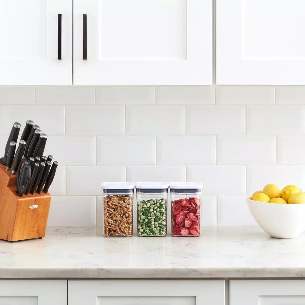 OXO Good Grips 3-Piece POP Container Set, 1.1 Qt Small Square Airtight Food Storage
