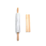 Fox Run White Marble Rolling Pin with Wooden Handles and Base thumbnail 3