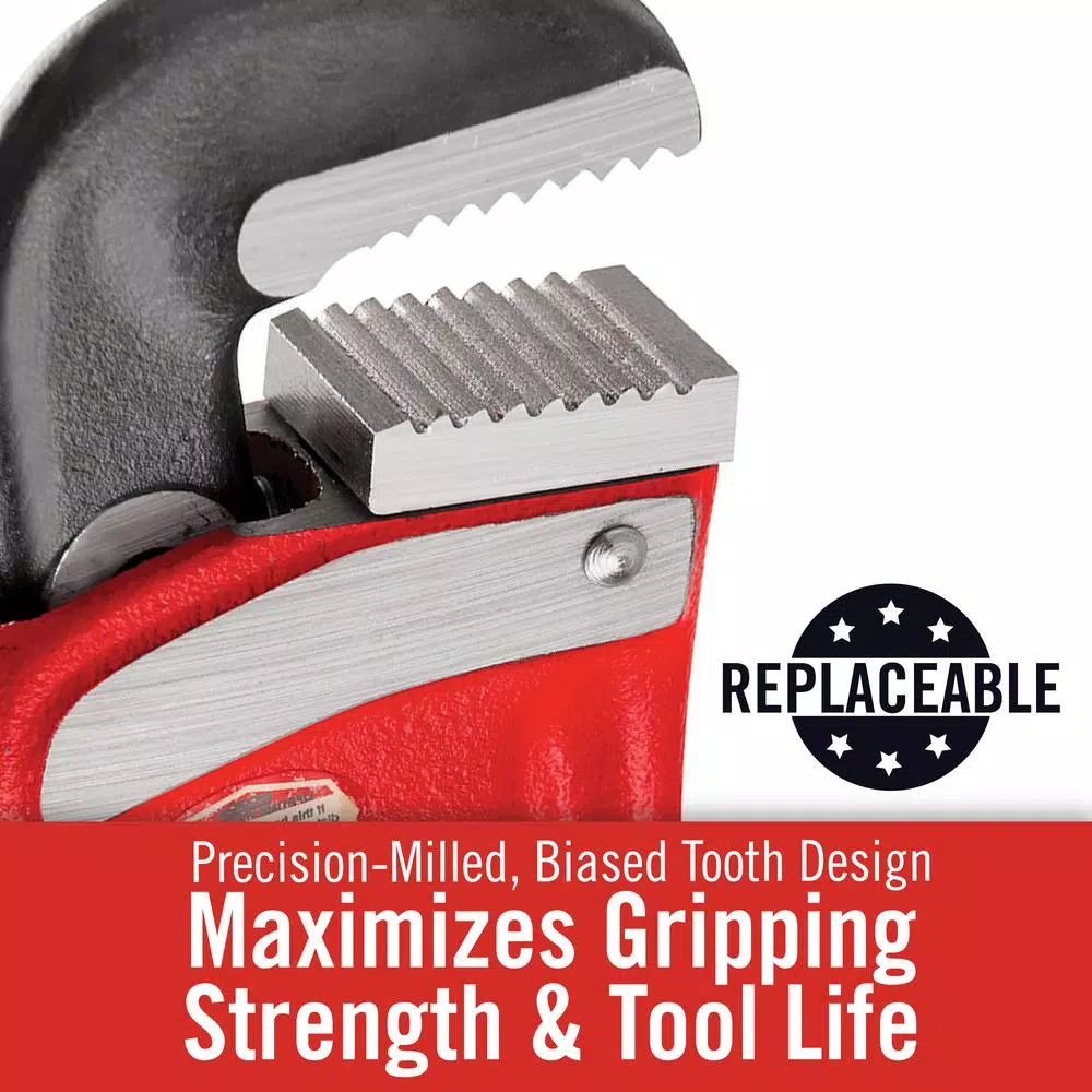 RIDGID 10 in. Heavy-Duty Straight Pipe Wrench, Ductile-Iron with I-Beam Handle