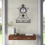 Benjara Epoch Black Metal Outdoor Clock with Scrollwork and Storage Base thumbnail 6