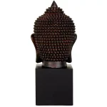 Oriental Furniture 10 in. Thai Buddha Head Decorative Statue, Faux Bronze Patina thumbnail 2