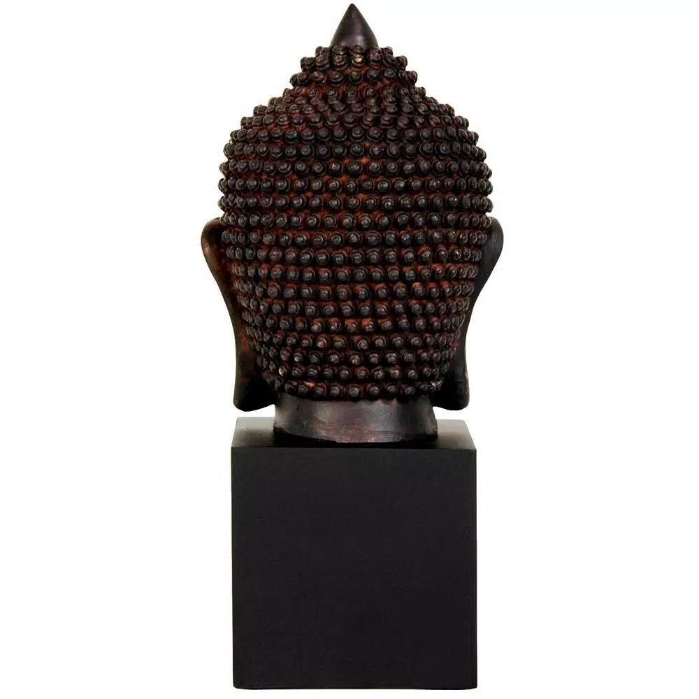 Oriental Furniture 10 in. Thai Buddha Head Decorative Statue, Faux Bronze Patina