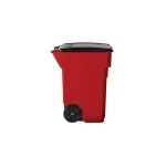Suncast Commercial 96 Gallon Red Heavy Duty Wheeled Trash Can with Attached Lid thumbnail 2
