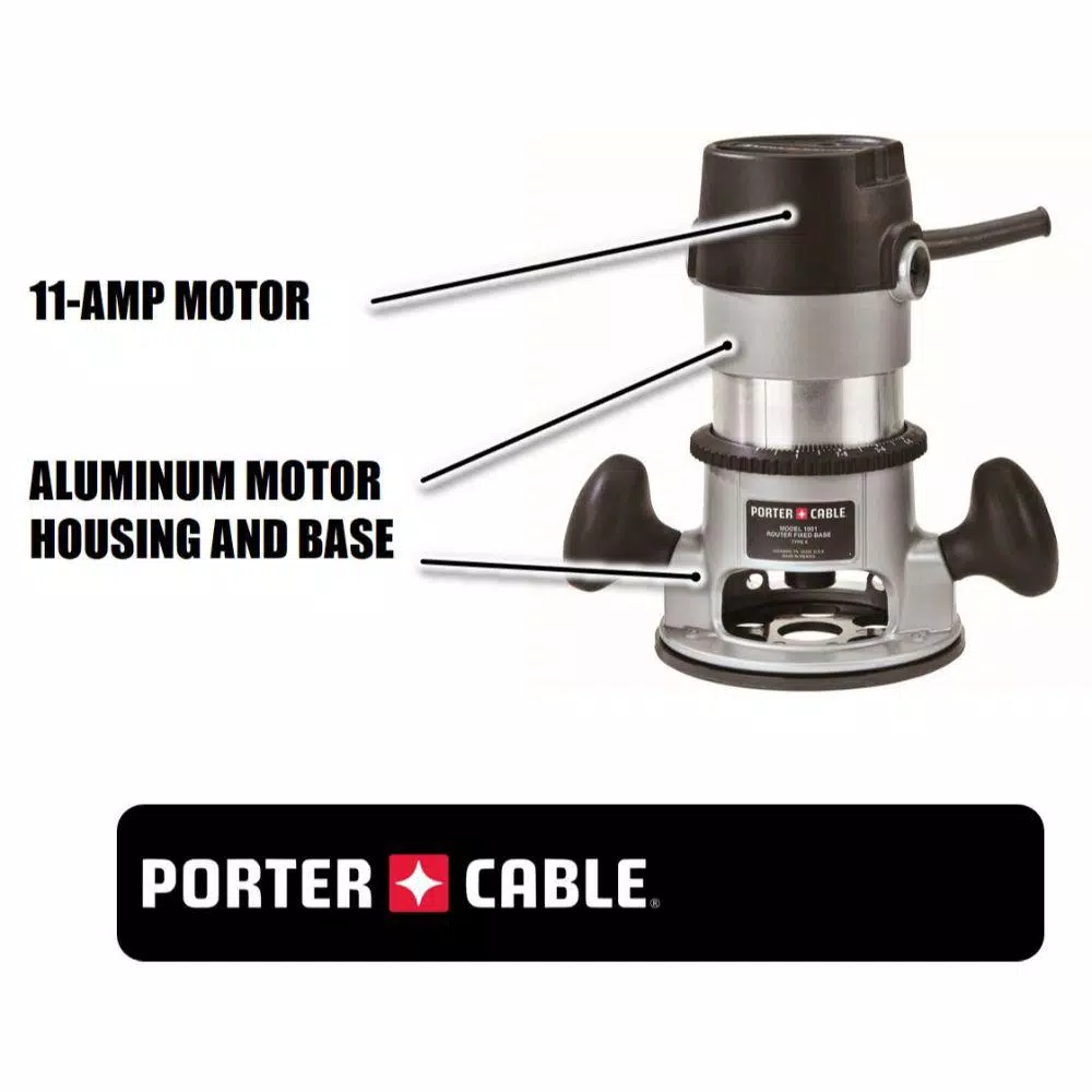 Porter-Cable 1-3/4 HP Fixed Base Router, 11 Amp, 27,500 RPM