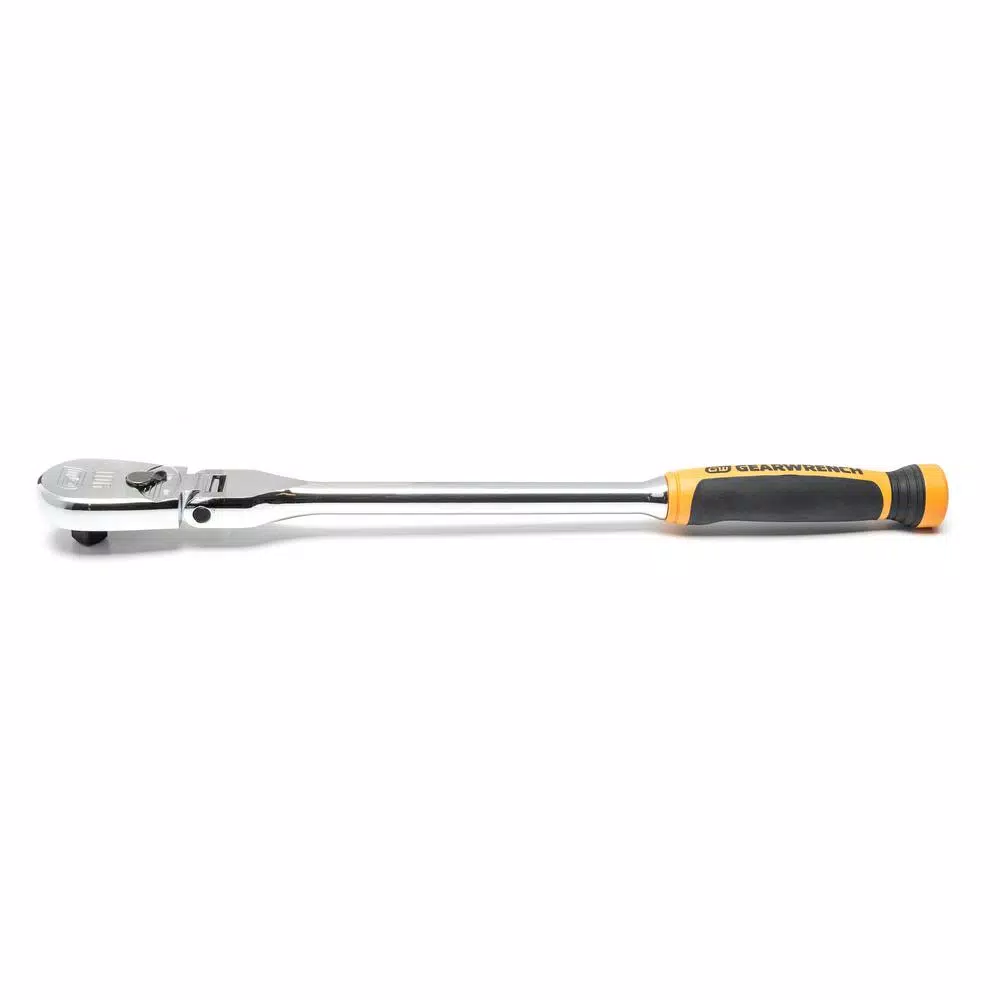GearWrench 1/2 in. Drive 17 in. 90-Tooth Dual Material Flex Head Teardrop Ratchet