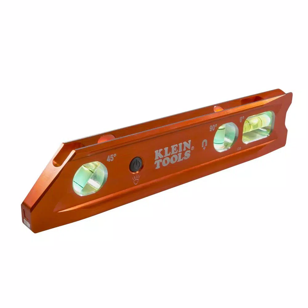 Klein Tools 9 in. Lighted Rare Earth Magnet Torpedo Billet Aluminum Level