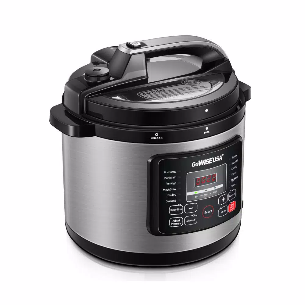GoWISE USA 8 Qt. Stainless Steel Electric Pressure Cooker with 12 Presets