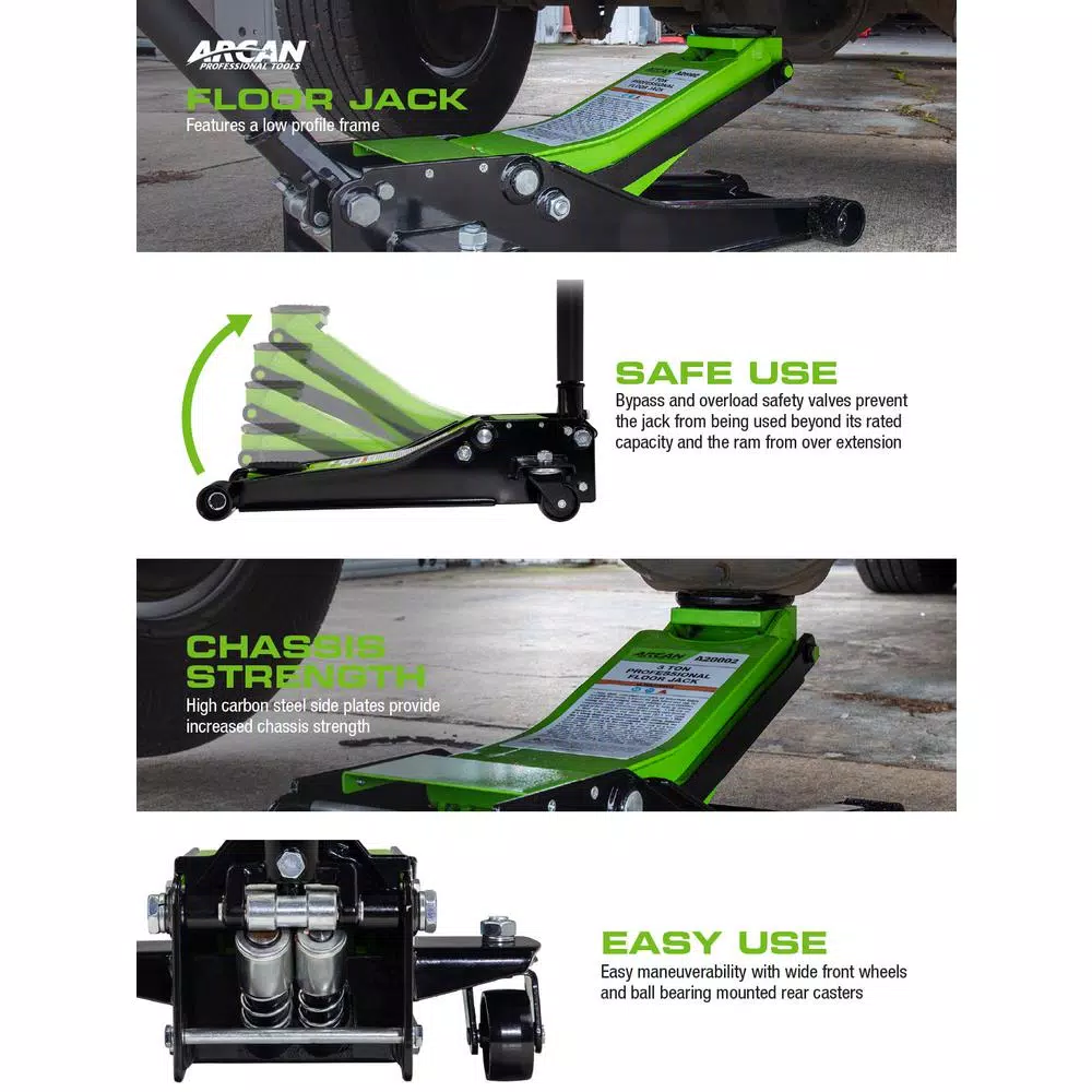 Arcan XL3000A 3-Ton Low Profile Floor Jack, 6000 lb Capacity