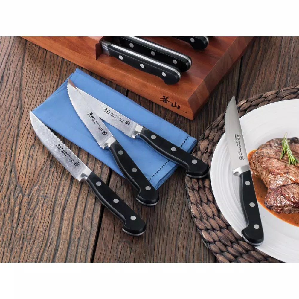 Cangshan V2 Series 5 in. Steak Knife Set with Acacia Wood Block, 9-Piece Set