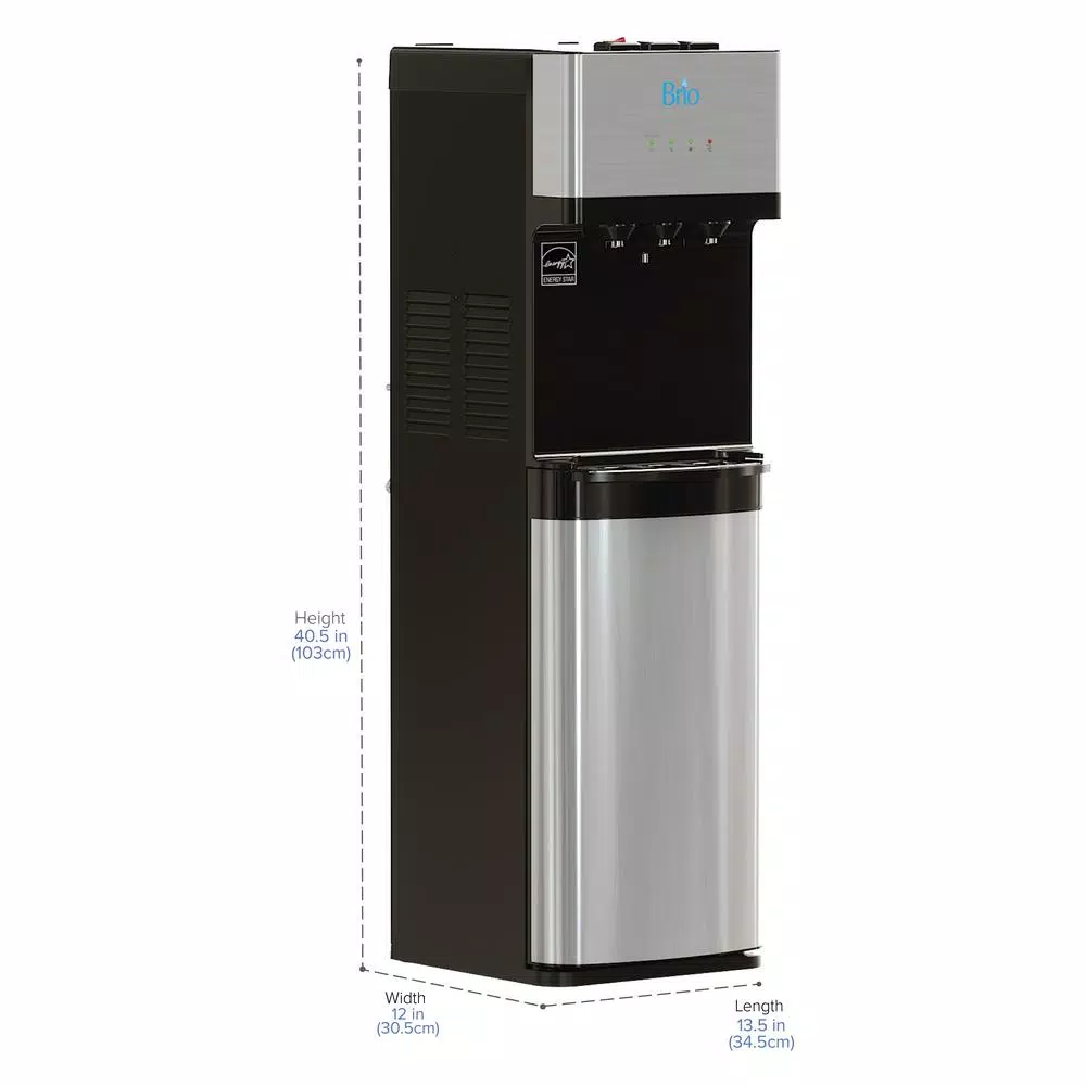 Brio Tri-Temp 2-Stage Bottleless Water Cooler with UV Self-Cleaning and Filtration, Stainless Steel