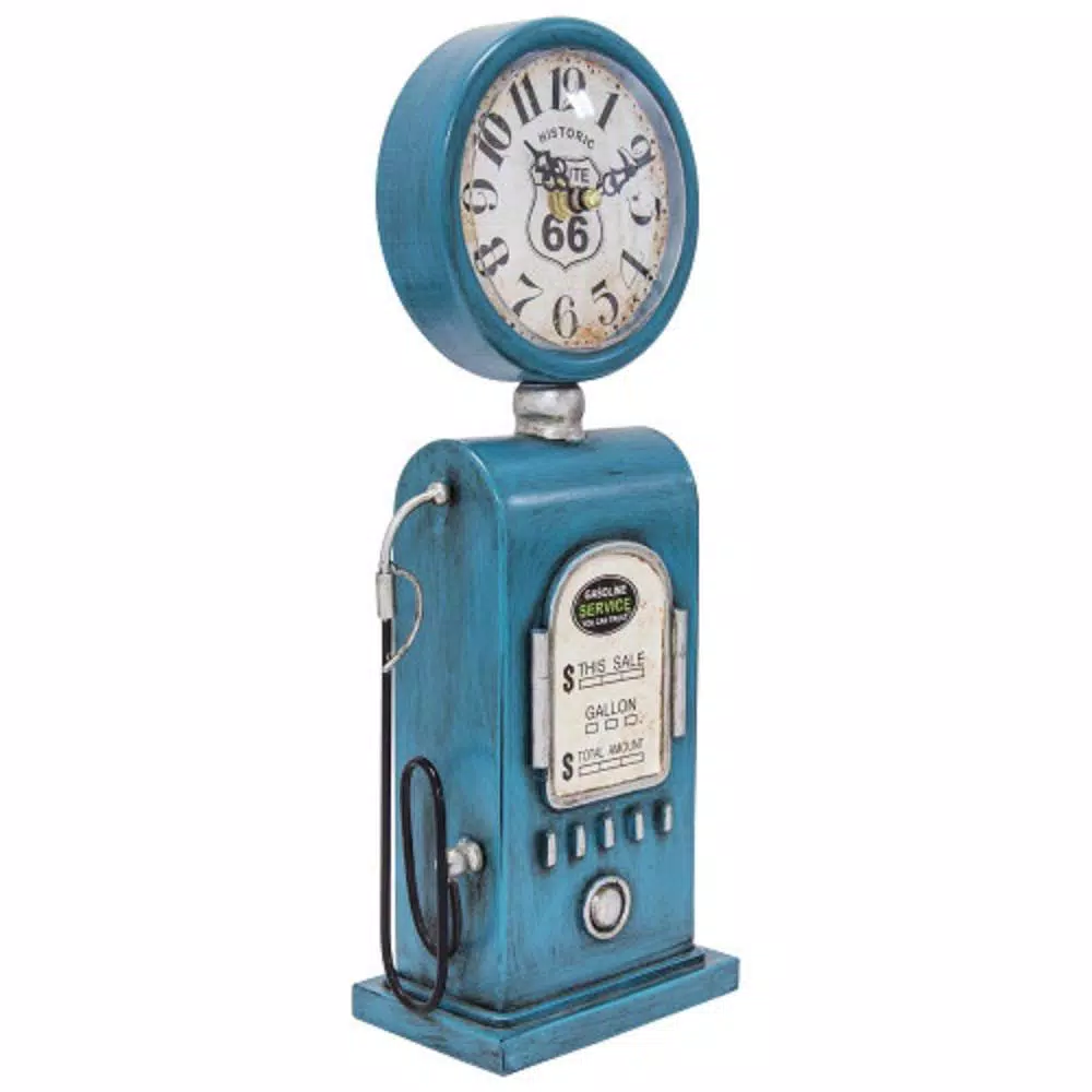 Yosemite Home Decor Route 66 Blue Gas Pump Table Top Analog Clock