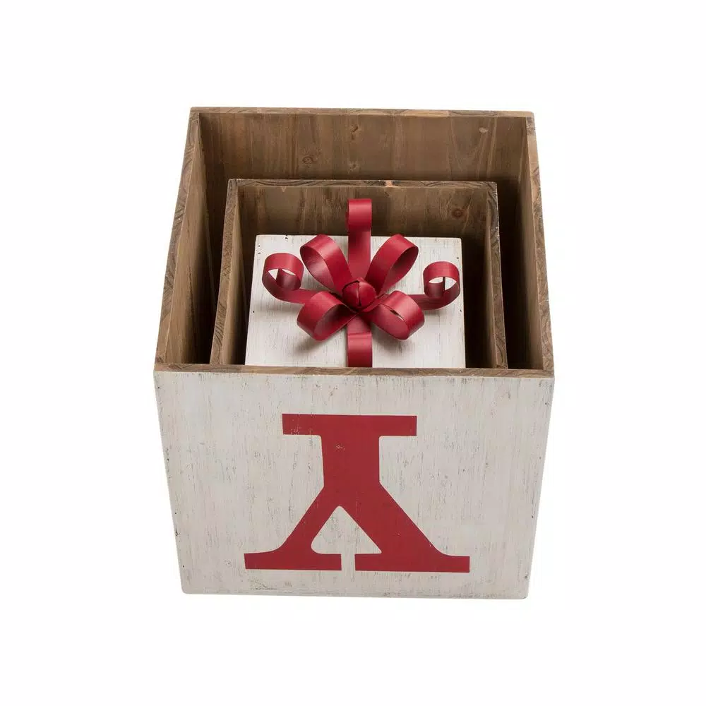 Glitzhome 31.89 in. Wooden Block Wording Porch Sign - JOY Festive Holiday Decor