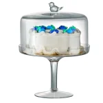 Artland Songbird Glass Covered Pedestal Cake Stand with Bird Finial, 10 in. Diameter thumbnail 1