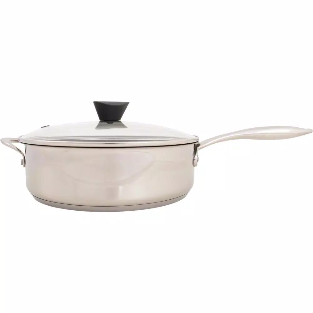 Hampton Bay Ozeri Earth Pan ETERNA 5.3 qt. Stainless Steel Nonstick Sauce Pan with Glass Lid