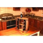 Vintiquewise Rustic Brown Wooden 8-Bottle Wine Rack with Decorative Wine Glass Holder thumbnail 7