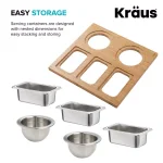 Kraus Workstation Kitchen Sink Accessory Set - Bamboo Serving Board & 5 Stainless Steel Prep Bowls thumbnail 11