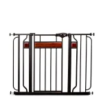 Regalo Home Accents 30 in. Metal Walk-Through Safety Gate with Cherry Wood Accents thumbnail 1