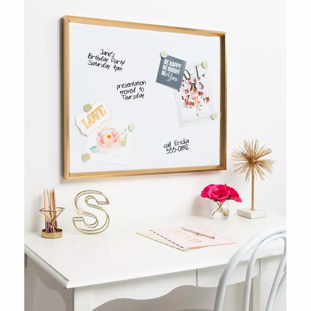 Kate and Laurel Calter Gold Framed Magnetic Dry Erase Board