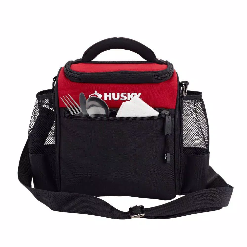 Husky 9 in. Insulated Lunch Box Cooler Bag, Red