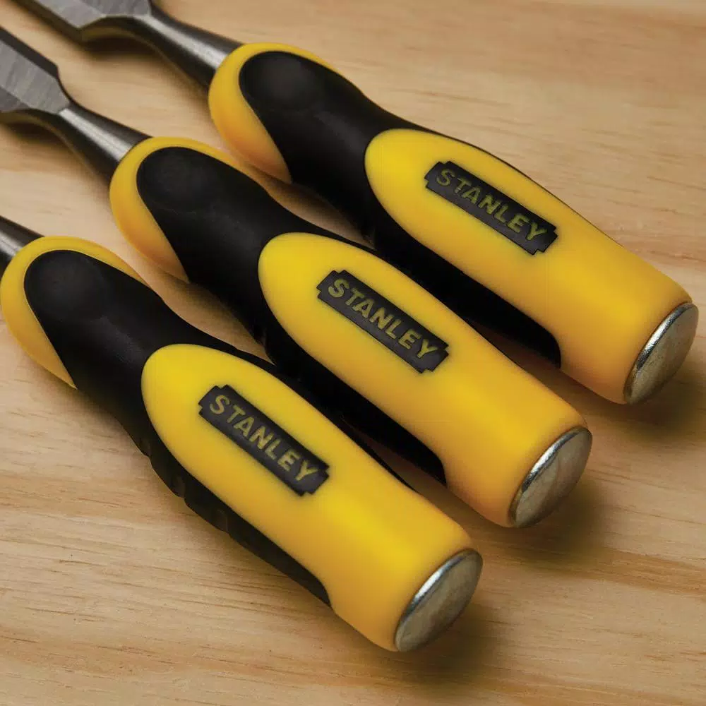 Stanley 3-Piece Wood Chisel Set, Hardened Chrome Carbon Steel Blades