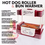 Nostalgia Retro Red Electric Hot Dog Roller and Bun Warmer - Specialty Grill thumbnail 2