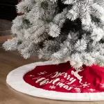 Glitzhome 48 in. Merry Christmas Fabric Tree Skirt with Reindeer and Snowflake Pattern thumbnail 7