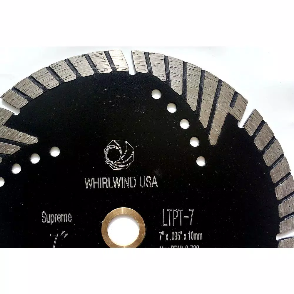 Whirlwind USA 7 in. Turbo Segmented Diamond Saw Blade for Granite, Marble, and Concrete