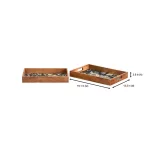 Home Decorators Collection Floral and Wood Decorative Rectangle Tray Set of 2 thumbnail 2