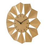 La Crosse Technology 12.8 in. Gold Metal Sunray Quartz Wall Clock - Mid-Century Sunburst Design thumbnail 3