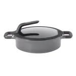 BergHOFF GEM Stay Cool 4.1 qt. Cast Aluminum Nonstick Saute Pan with Glass Lid, Gray thumbnail 1