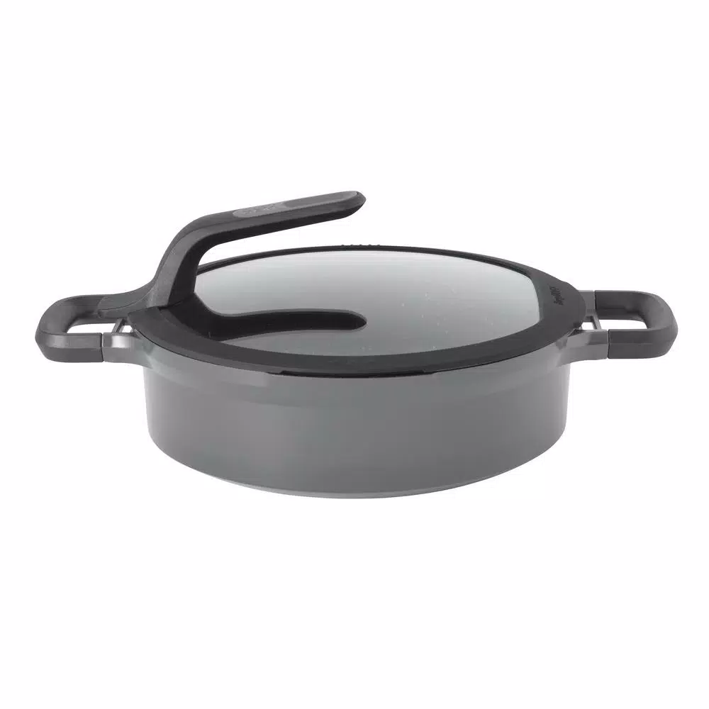 BergHOFF GEM Stay Cool 4.1 qt. Cast Aluminum Nonstick Saute Pan with Glass Lid, Gray