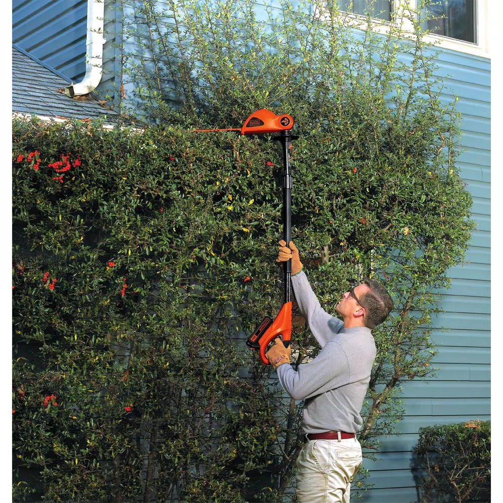 Black+Decker 20V MAX Cordless Pole Hedge Trimmer with (2) 1.5 Ah Batteries and Charger